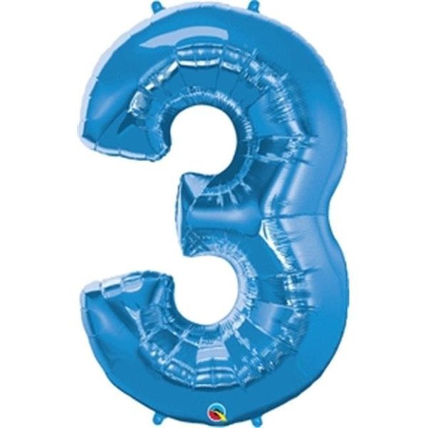 Anagram Anagram 87824 44 in. Number 3 Blue Shape Air Fill Foil Balloon 87824